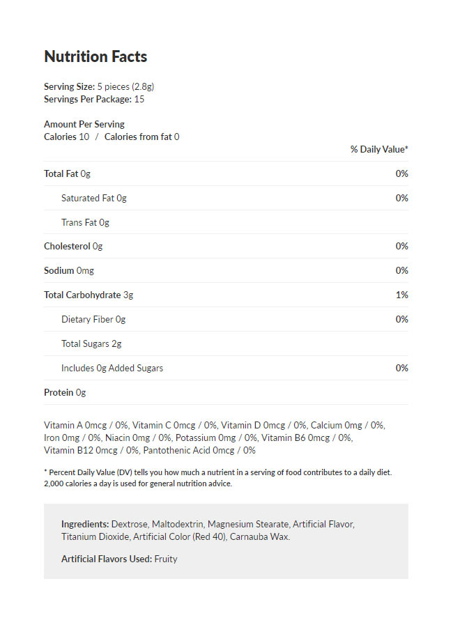 Hello Kitty Lucky Stars Candy Nutrition Facts