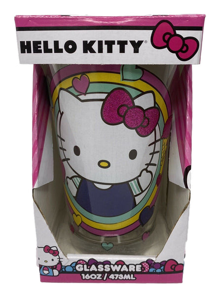 Hello Kitty Rainbow Hearts Pint Glass 16 oz