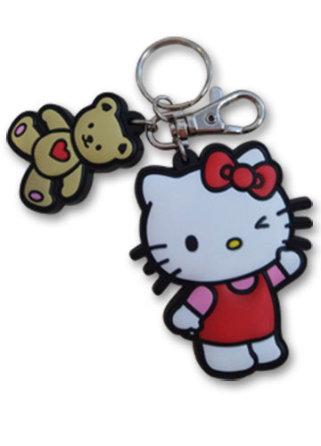 Hello Kitty Red Dress Winking W/ Teddy Bear Keychain