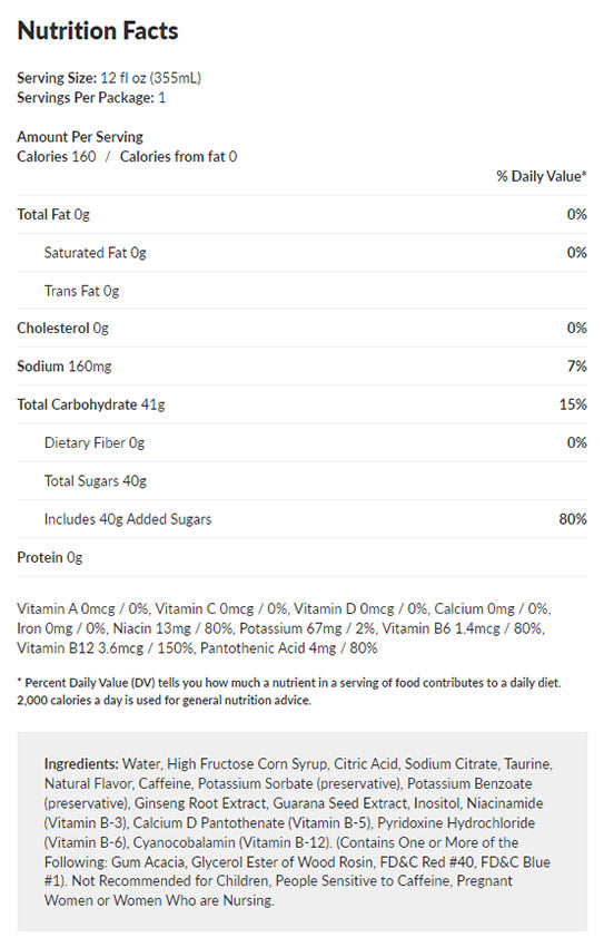 Inuyasha Half Demon Energy Drink Nutrition Facts