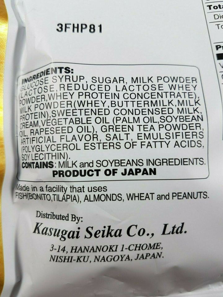 Kasugai Hokkaido Matcha Milk Hard Candy 2.85oz Ingredients