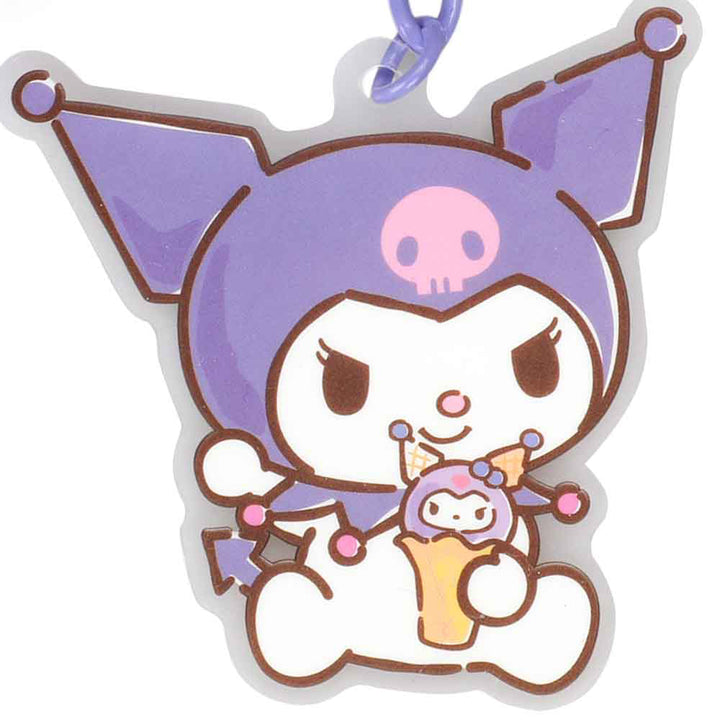 Kuromi Multi Charm Pom Pom Keychain Close Up