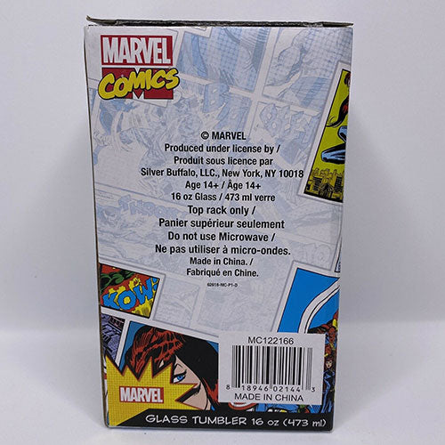 Marvel Comics Character Collage Pint Glass 16 oz Back