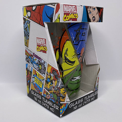 Marvel Comics Character Collage Pint Glass 16 oz Left Side
