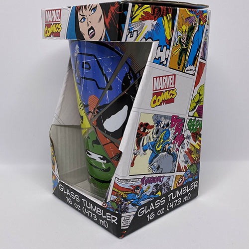 Marvel Comics Character Collage Pint Glass 16 oz Right Side