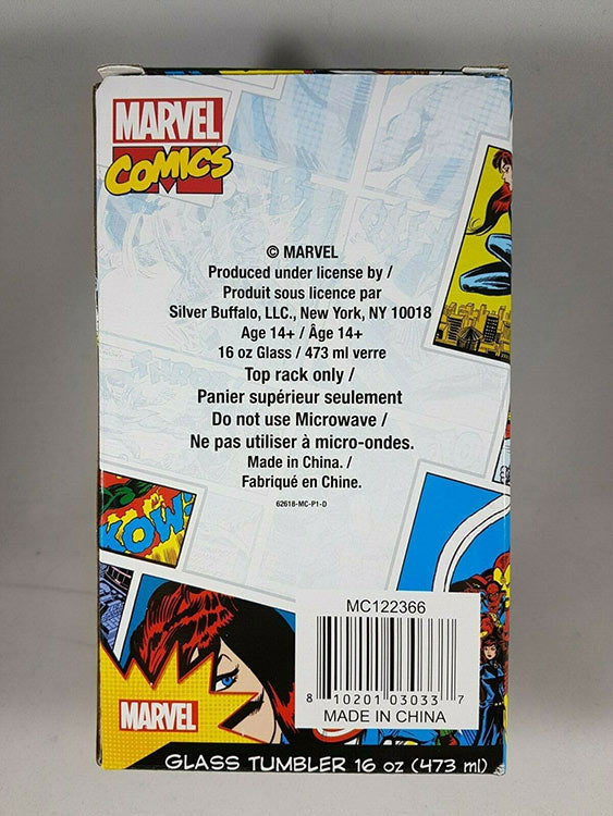 Marvel Comics Spiderman Pint Glass 16 oz Back