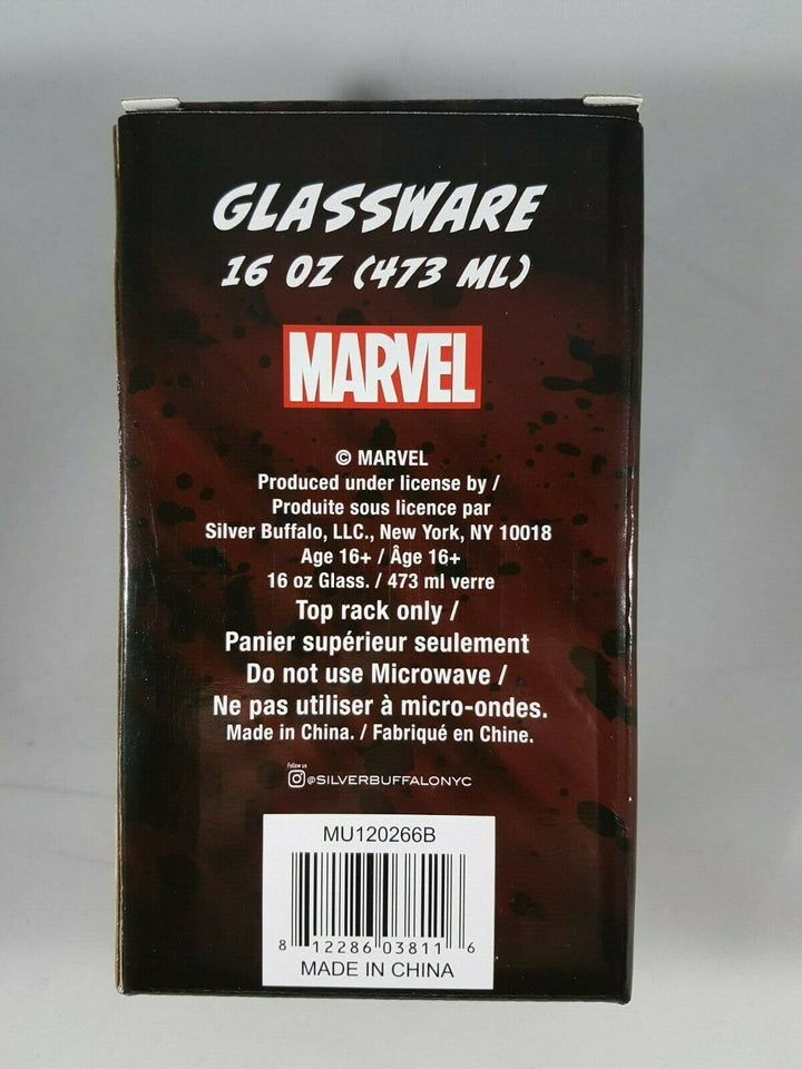Marvel Deadpool Wanted Poster Pint Glass 16 oz Back