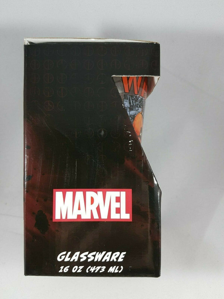 Marvel Deadpool Wanted Poster Pint Glass 16 oz Left Side
