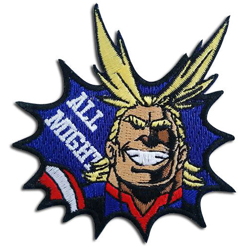 A patch featuring the character All Might from My Hero Academia, with a dynamic, explosive background and the text 'All Might' prominently displayed.