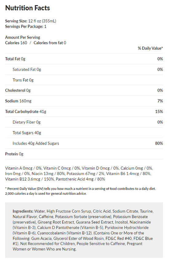 My Hero Academia Ignite Energy Drink Nutrition Facts