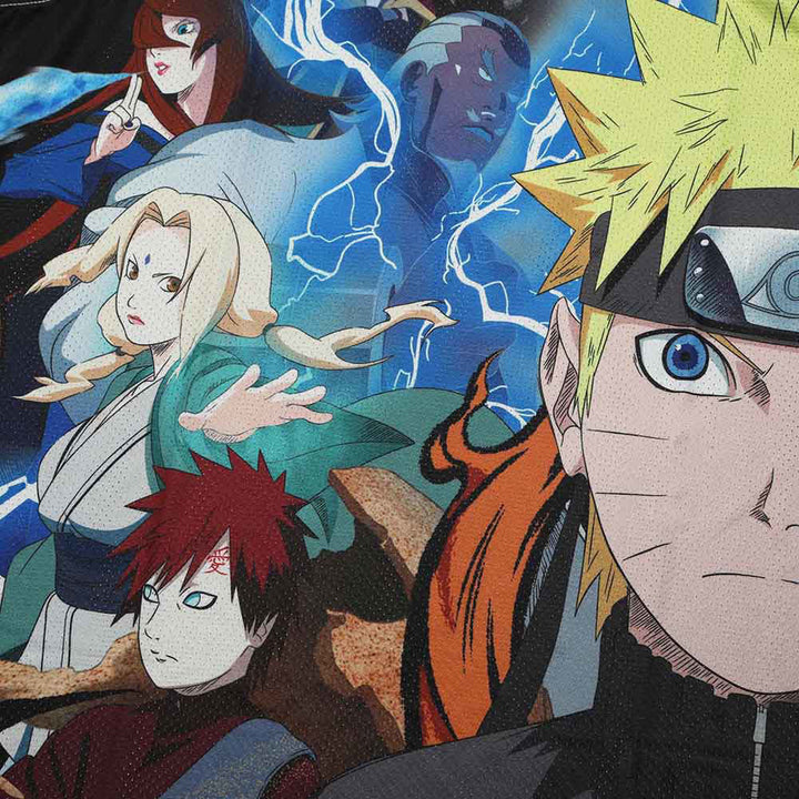 Naruto Sublimated Characters Unisex Basketball Jersey Close Up