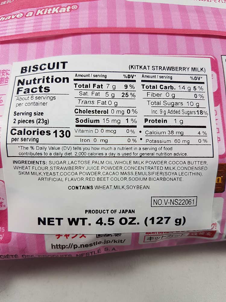 Kitkat Food Label Nestle Japanese Kit Kat Strawberry Milk Flavor Limited Edition – Shadow ...