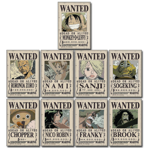 One Piece Straw Hat Crew Wanted Poster Stickers Shadow Anime