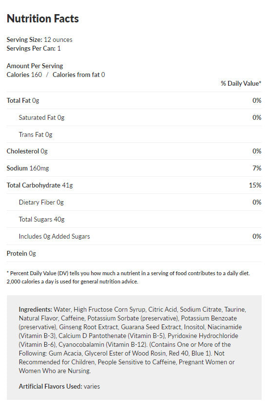 Rick And Morty Toxic Rick Energy Drink Nutrition Facts