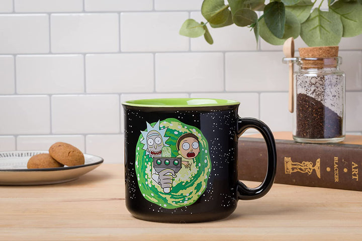 Rick & Morty Ram Portal Floor Ceramic Camper Mug 20 oz Real World Dramatization