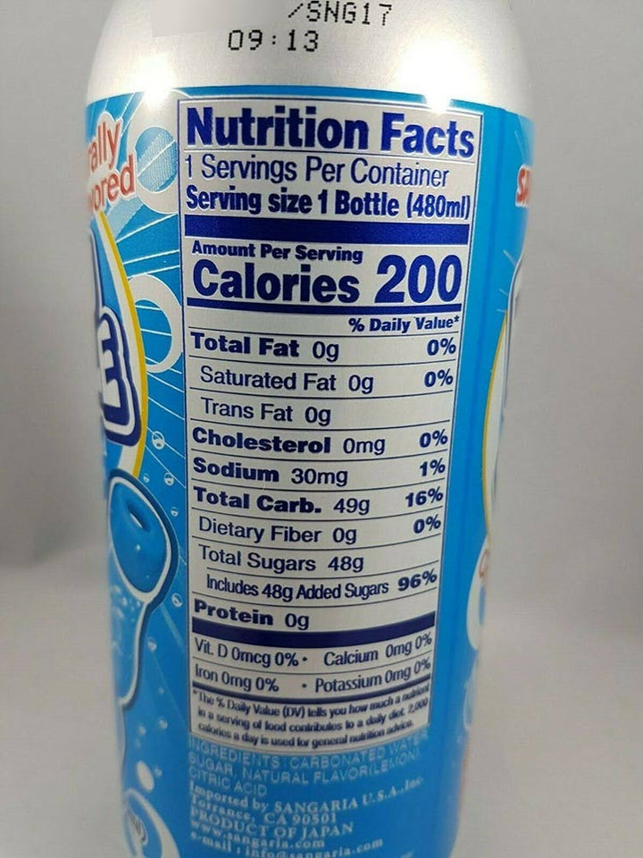 Sangaria Original Ramu Ramune Bottled Soda 16.2 oz Nutrition Facts