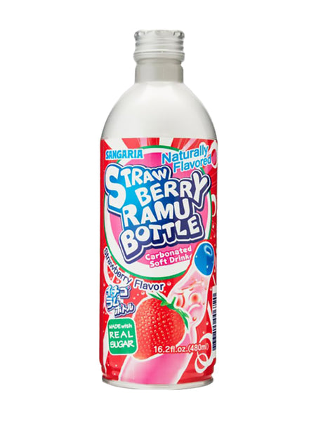 Sangaria Strawberry Ramu Ramune Bottled Soda 16.2 oz