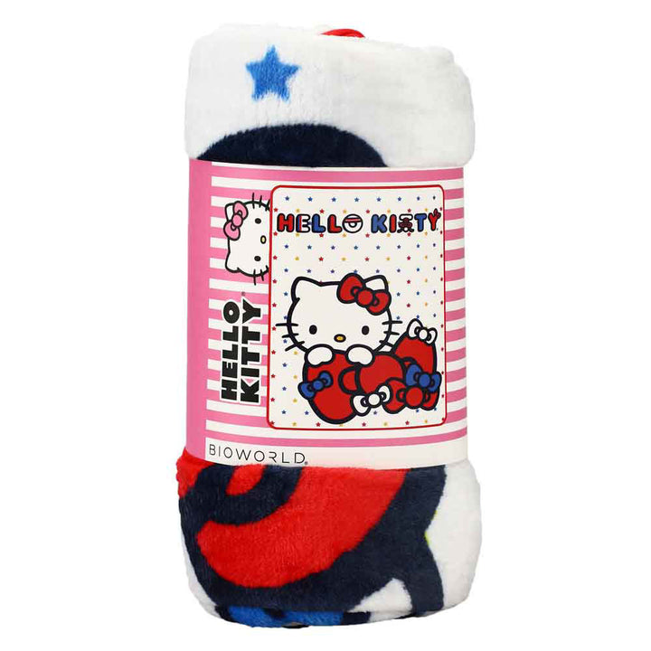 Sanrio Hello Kitty Fleece Throw Blanket In Packaging Rolled Up With Belly Band