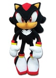 A plush doll of Shadow The Hedgehog from the Sonic The Hedgehog video game series, featuring black color with red, yellow, and white accents.