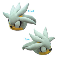 Silver-gray fleece hat with upward-fanning quills, yellow eyes and a tan muzzle, front and side views, Sonic the Hedgehog by Great Eastern Entertainment.