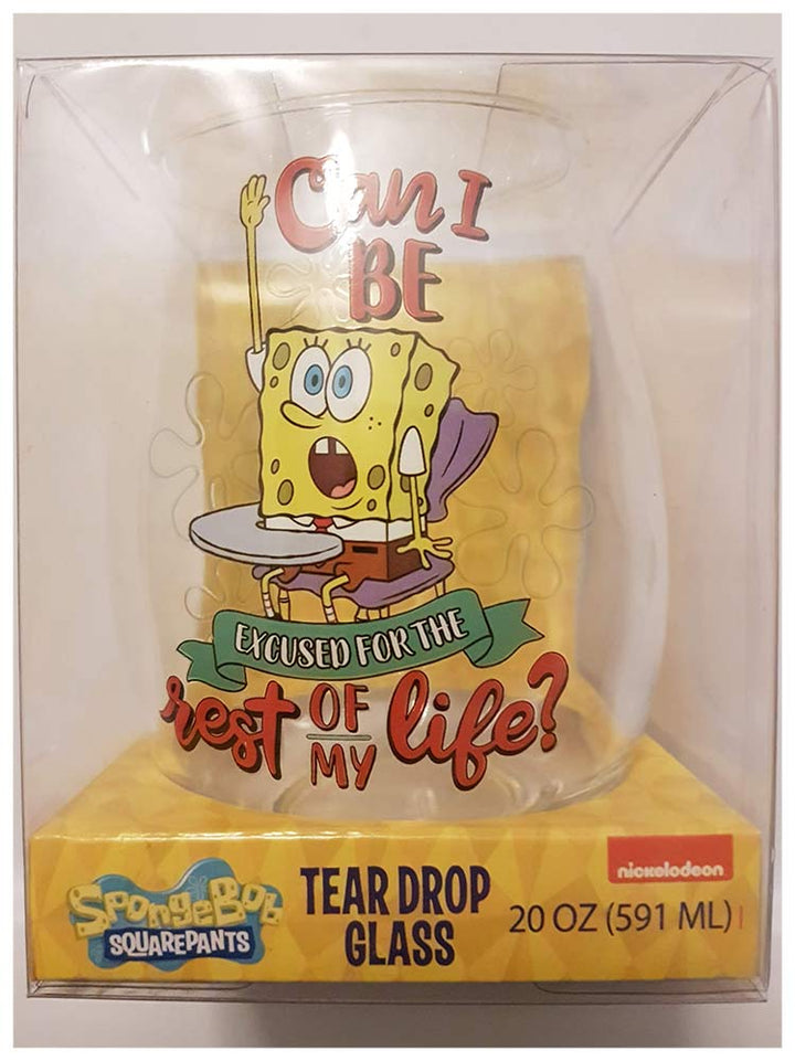 SpongeBob SquarePants Can I Be Excused Tear Drop Wine Glass 20 oz