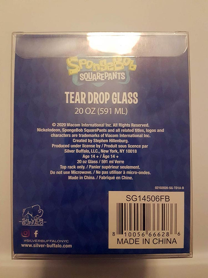 SpongeBob SquarePants Pinky Up! Tear Drop Wine Glass 20 oz Back