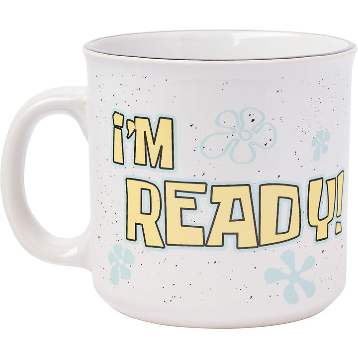 Spongebob Squarepants I'm Ready Ceramic Camper Mug 20 oz Back "I'm Ready" Quote