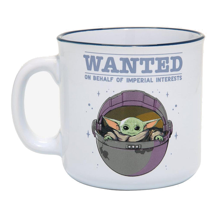 Star Wars Mandalorian Wanted The Child Ceramic Camper Mug 20 oz Back