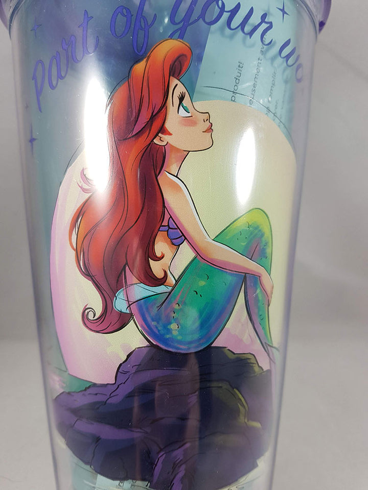 The Little Mermaid Part of Your World Tumbler W/ Sea Shell Ice Cubes Close Up