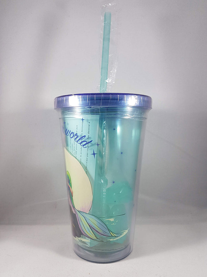 The Little Mermaid Part of Your World Tumbler W/ Sea Shell Ice Cubes Left Side