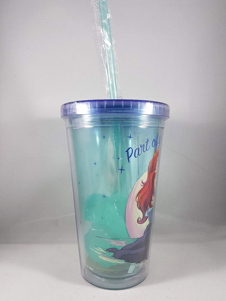 The Little Mermaid Part of Your World Tumbler W/ Sea Shell Ice Cubes Right Side