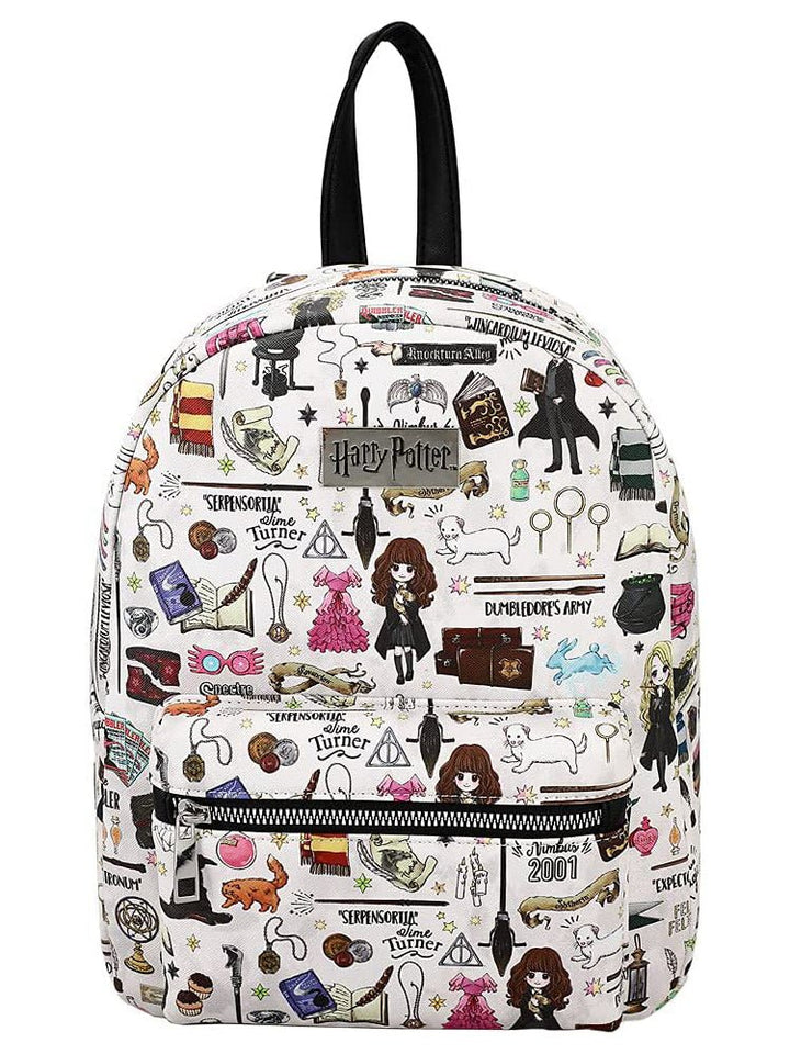 Harry Potter Hogwarts Chibi Characters & Icons All Over Print White Mini Backpack - Shadow Anime