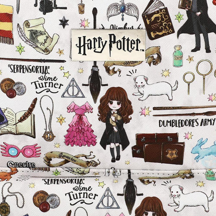Harry Potter Hogwarts Chibi Characters & Icons All Over Print White Mini Backpack - Shadow Anime