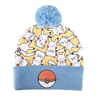 Pokemon Pikachu AOP Blue Yellow Pom Beanie Hat - Shadow Anime