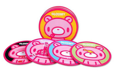 Gloomy Bear Faces Tin Coasters Set of 4