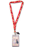 Sailor Moon Cat Guardians Lanyard with red cat silhouette strap PVC Luna charm and clear ID badge holder sleeve by Great Eastern Entertainment