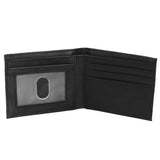 Interior view of Sonic The Hedgehog Bi-fold Wallet showing black lining with clear ID window slot with metal pull tab on left panel and three card slots on right panel officially licensed Sonic the Hedgehog gaming wallet by Bioworld